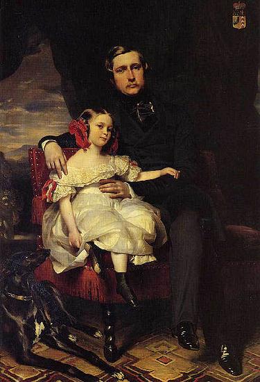 Franz Xaver Winterhalter Portrait of the Prince de Wagram and his daughter Malcy Louise Caroline Frederique Sweden oil painting art